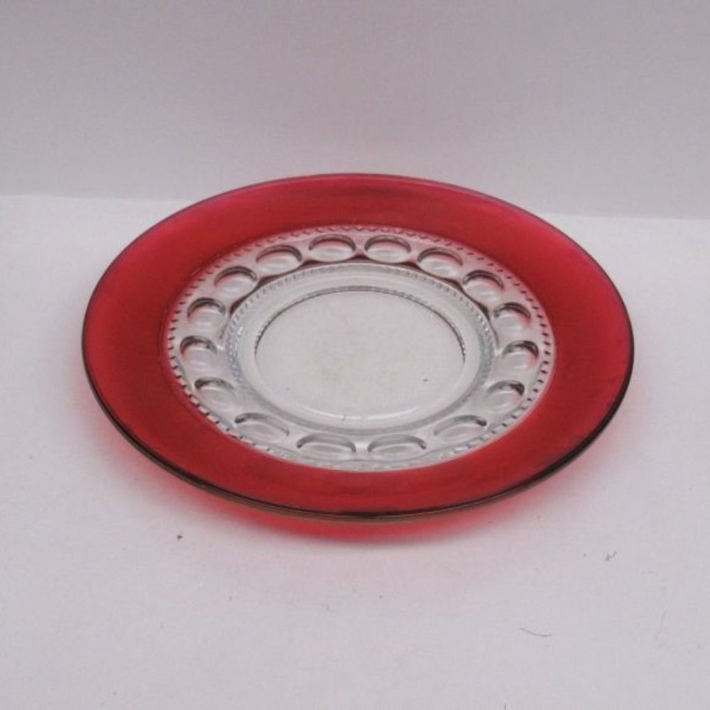 Indiana Glass Crystal Ruby Flashed KINGS CROWN 8 1/4 Inch Salad Plate